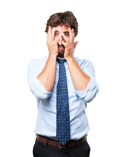 Crazy businessman with sad expression — Stock Photo, Image