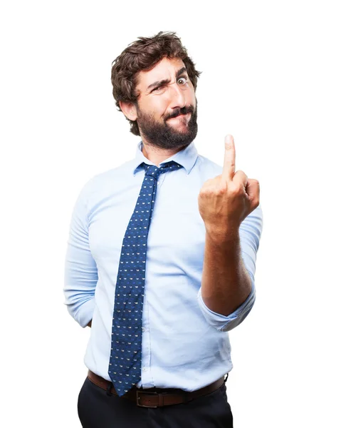 Crazy businessman with angry expression — Stock Photo, Image