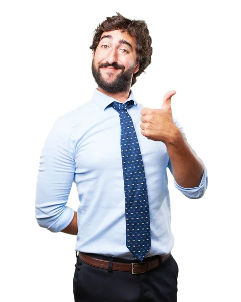 Crazy man met gelukkig expressie — Stockfoto