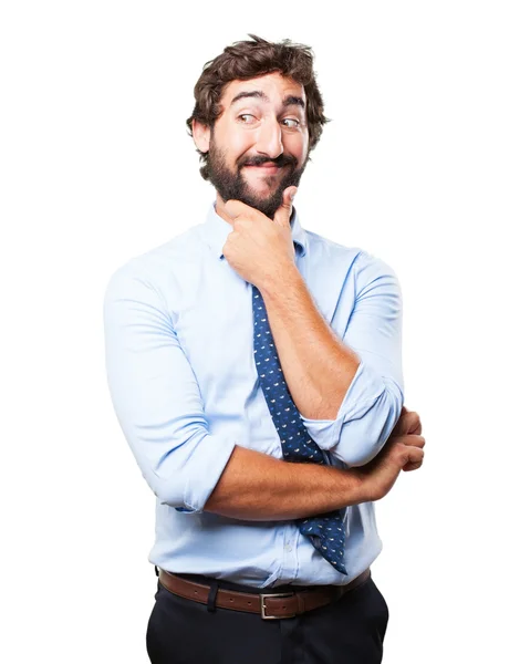 Crazy man met gelukkig expressie — Stockfoto