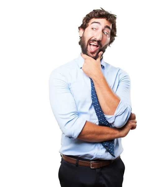 Crazy businessman with surprised expression — Stock Photo, Image