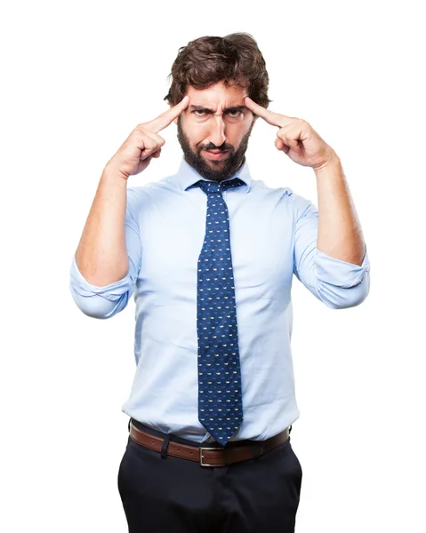 Crazy businessman with angry expression — Stock Photo, Image
