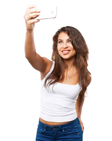 Joven negro chica haciendo selfie — Foto de Stock