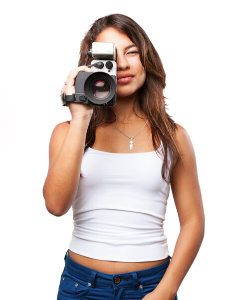 young black girl with camera