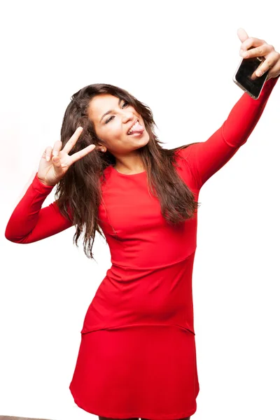 Joven negro chica haciendo selfie — Foto de Stock