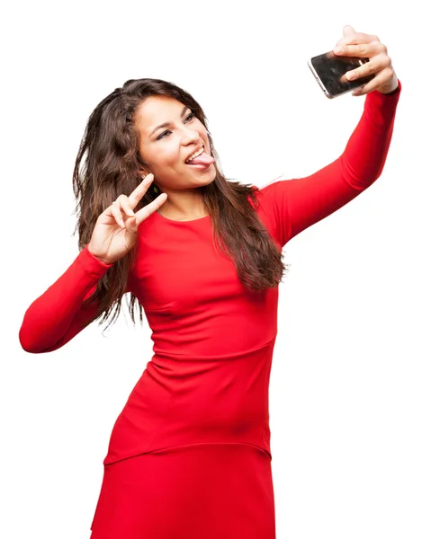 Giovane ragazza nera facendo selfie — Foto Stock