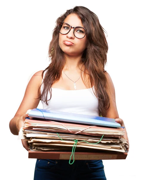 Young black girl with documents — Stock Photo, Image