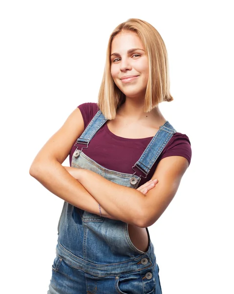 Junge blonde Mädchen mit glücklichem Gesichtsausdruck — Stockfoto