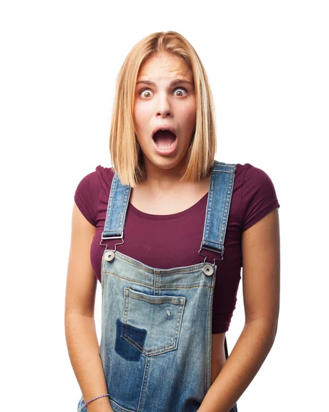 Blond girl with worried expression — Stock Photo, Image