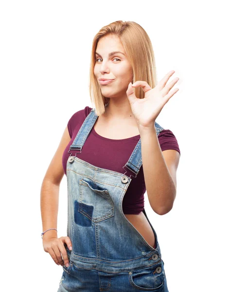 Young blond girl with happy expression — Stock Photo, Image