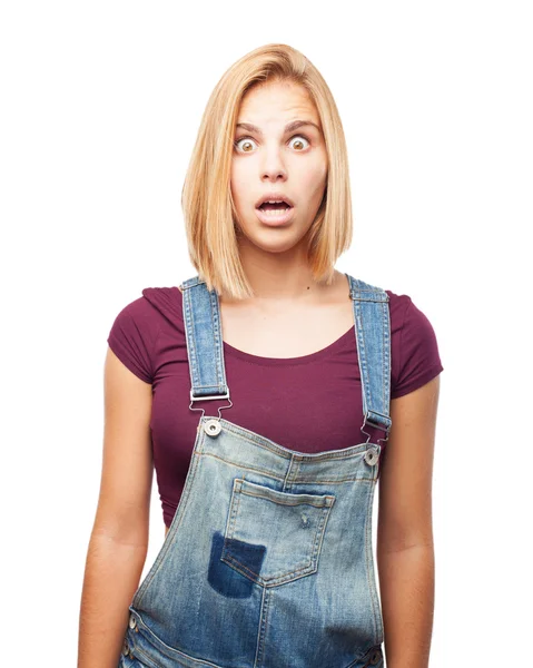 Blond girl with worried expression — Stock Photo, Image