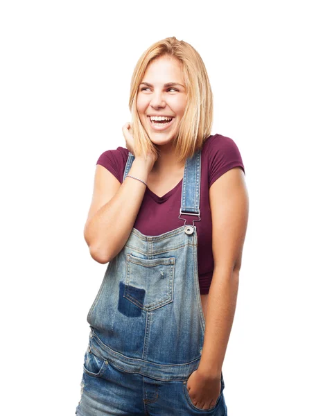 Chica rubia joven con expresión feliz — Foto de Stock
