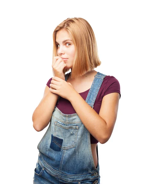 Jong blond meisje met gelukkig expressie — Stockfoto