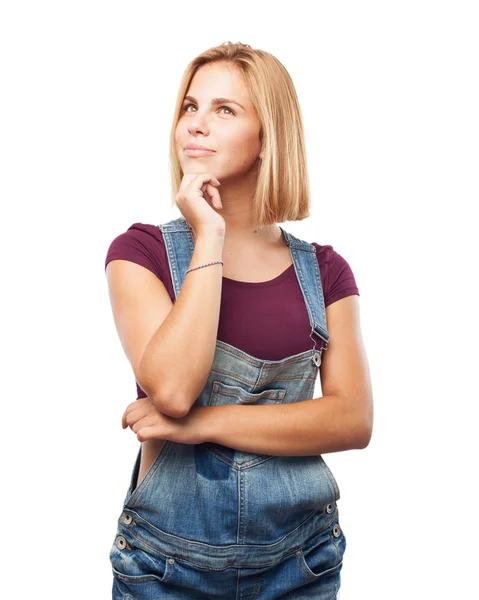 Junge blonde Mädchen mit glücklichem Gesichtsausdruck — Stockfoto