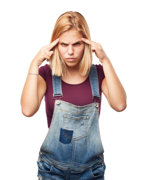Kızgın ifade ile sarışın kız — Stok fotoğraf