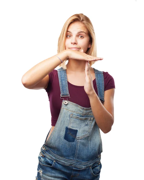 Blond girl with angry expression — Stock Photo, Image