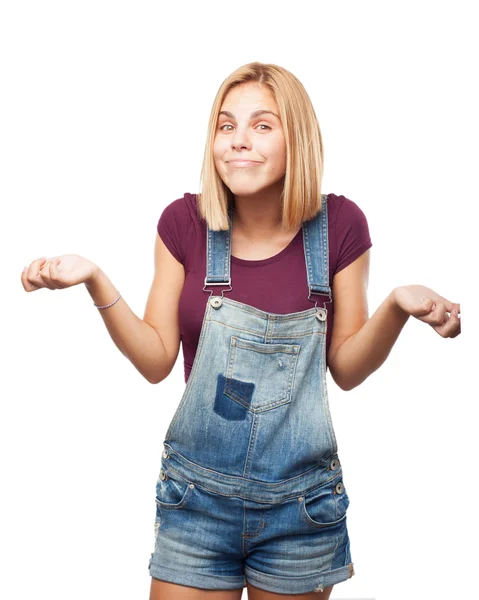 Blond girl with worried expression — Stock Photo, Image