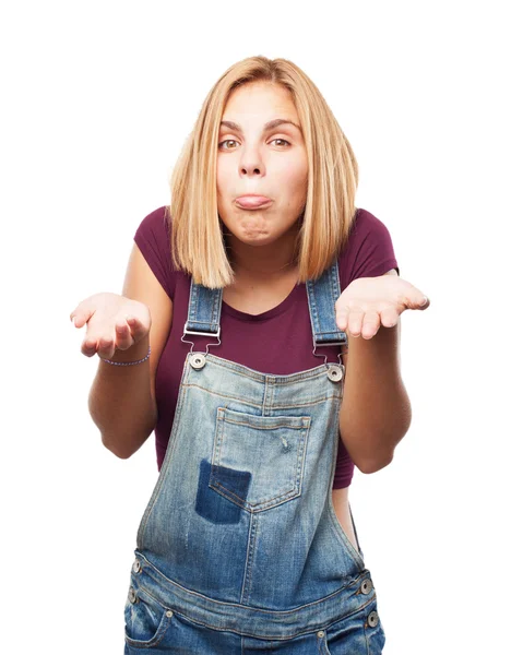 Blond girl with worried expression — Stock Photo, Image