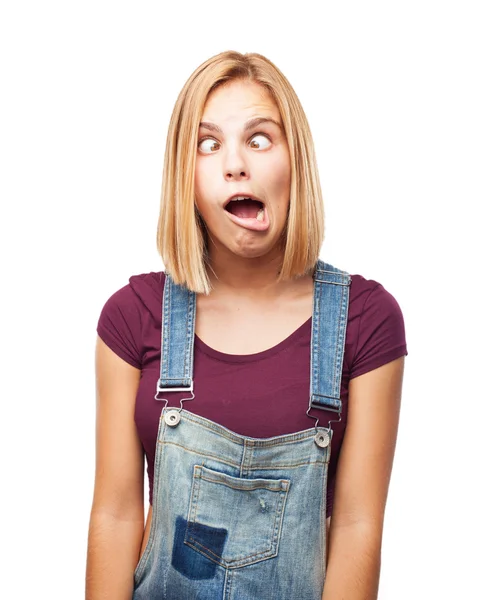 Young blond girl with happy expression — Stock Photo, Image