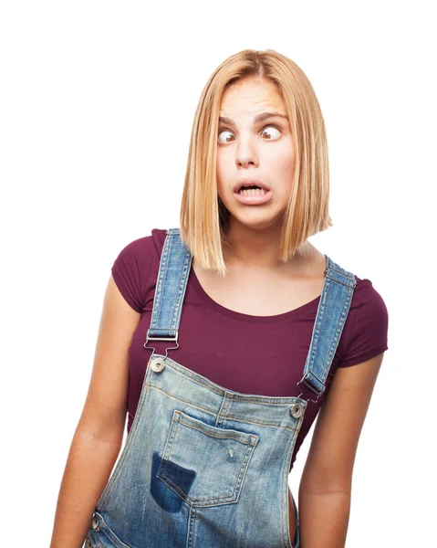 Young blond girl with happy expression — Stock Photo, Image