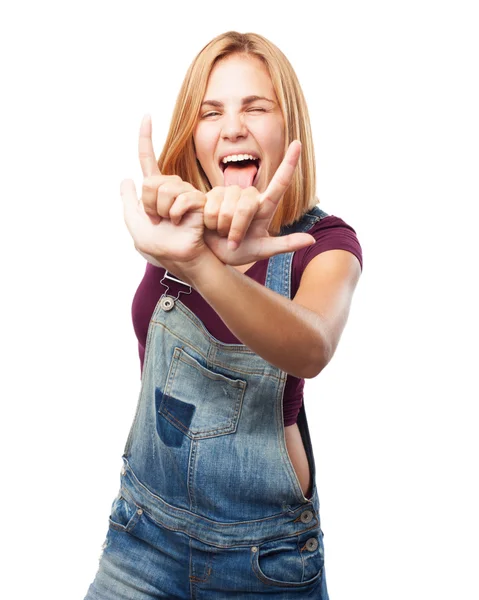 Ung blond tjej med glad uttryck — Stockfoto