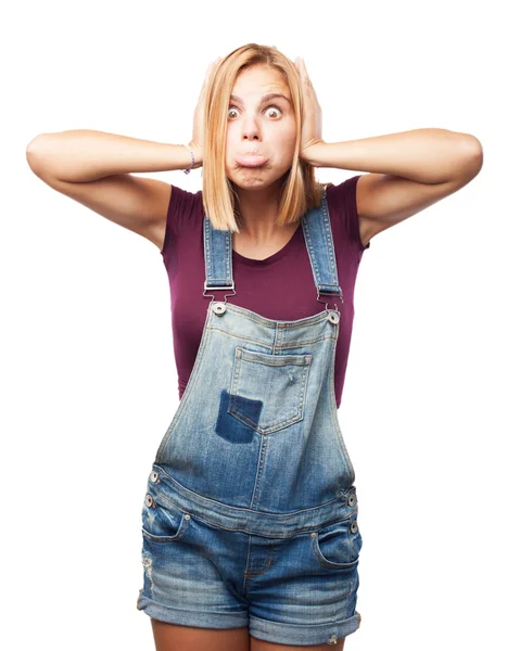 Young blond girl with happy expression — Stock Photo, Image