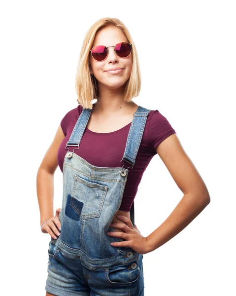 Young blond girl with happy expression — Stock Photo, Image