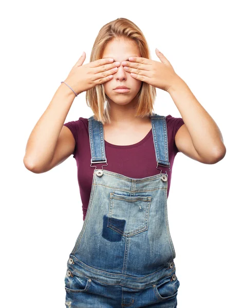 Blond girl with surprised expression — Stock Photo, Image