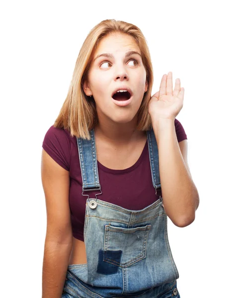 Blond girl with worried expression — Stock Photo, Image