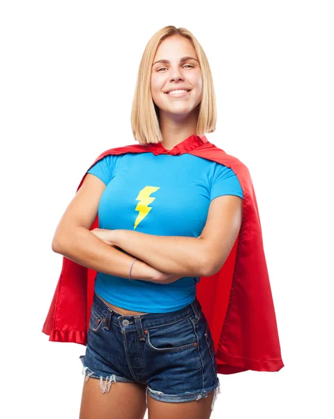 Blond young hero girl — Stock Photo, Image