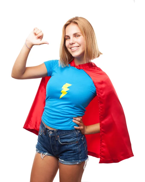 Blond hero girl with happy expression — Stock Photo, Image