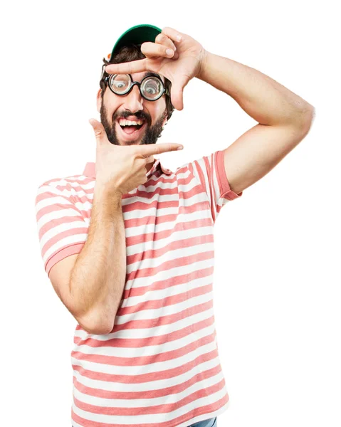 Fool crazy man with happy expression — Stock Photo, Image