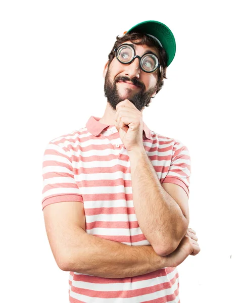 Tolo louco homem com expressão feliz — Fotografia de Stock