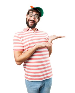 aptal çılgın adam mutlu ifade ile