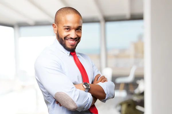 Hombre de negocios negro con expresión feliz —  Fotos de Stock