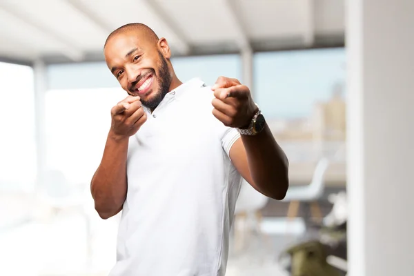 Hombre de negocios negro con expresión feliz — Foto de Stock