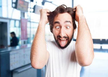 komik ifade ile çılgın adam