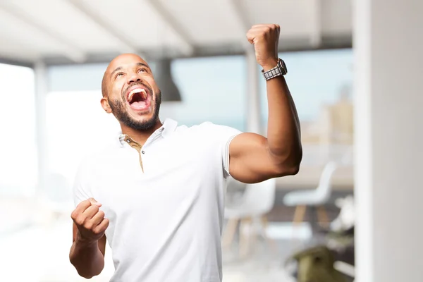 Homem de negócios negro com expressão feliz — Fotografia de Stock