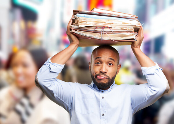 black businessman with documents 