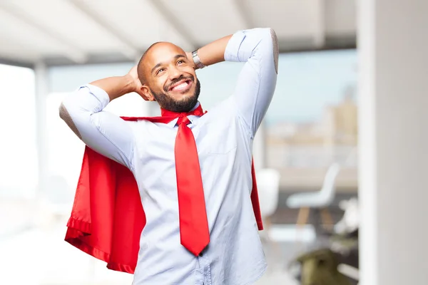 Homem de negócios negro com expressão feliz — Fotografia de Stock