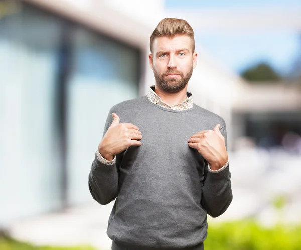 Blond man with worried expression — Stock Photo, Image