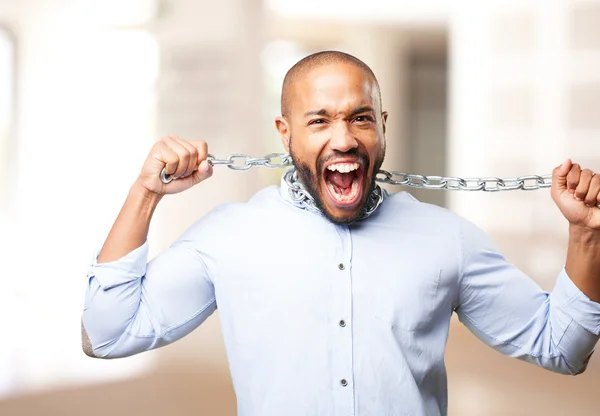 Zwarte man met ijzeren ketting — Stockfoto