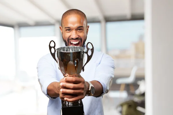 Μαύρο επιχειρηματίας με σπορ Κύπελλο — Φωτογραφία Αρχείου