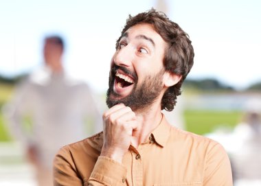 komik ifade ile çılgın adam