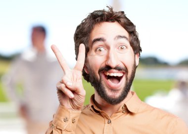 komik ifade ile çılgın adam