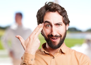 komik ifade ile çılgın adam