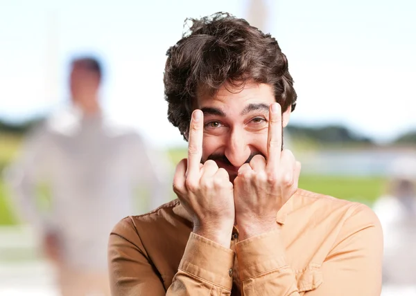 Crazy man met grappige expressie — Stockfoto