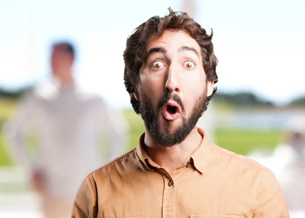 Crazy man with funny expression — Stock Photo, Image