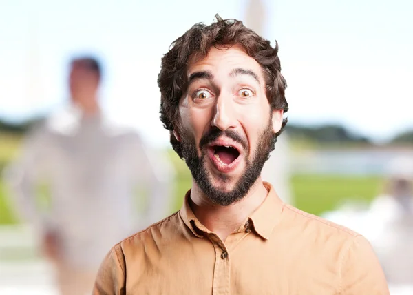 Crazy man with funny expression — Stock Photo, Image