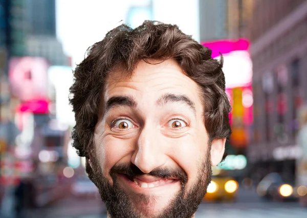 Crazy man met grappige expressie — Stockfoto